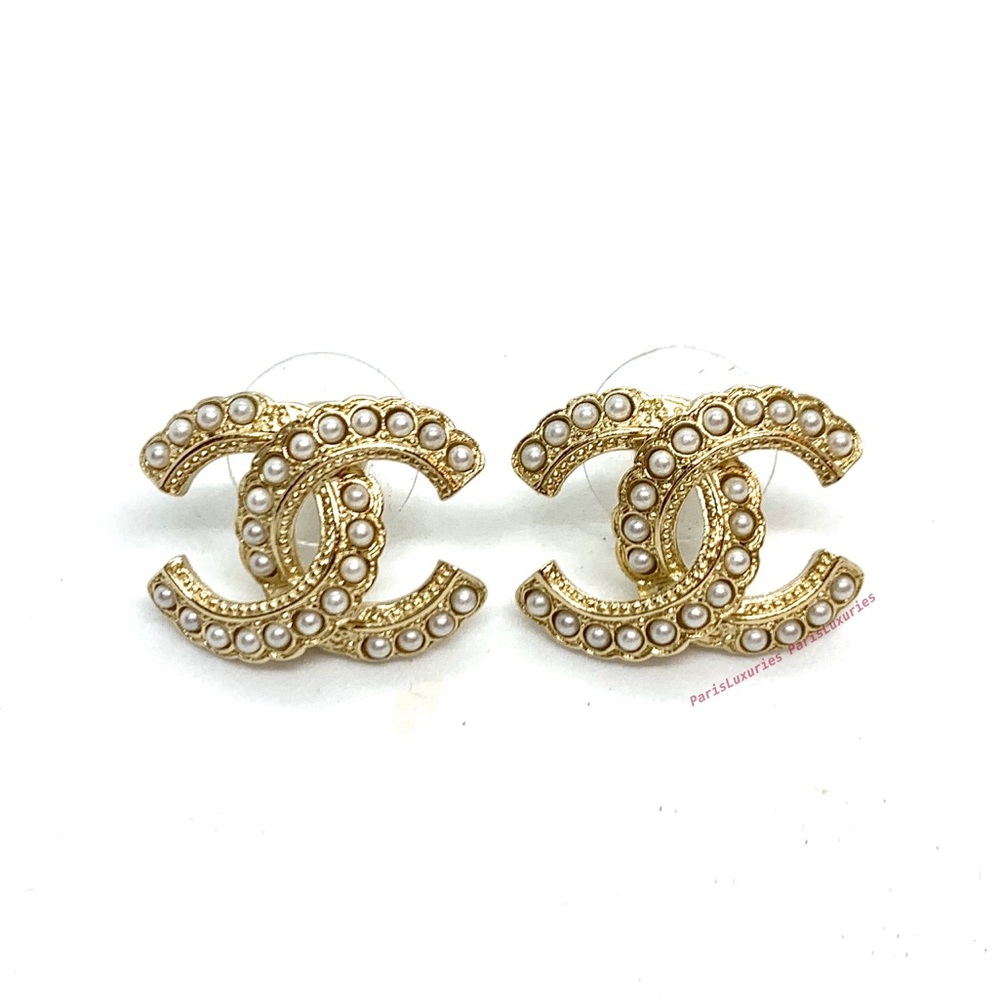 Authentic CHANEL Gold and Pear Earrings